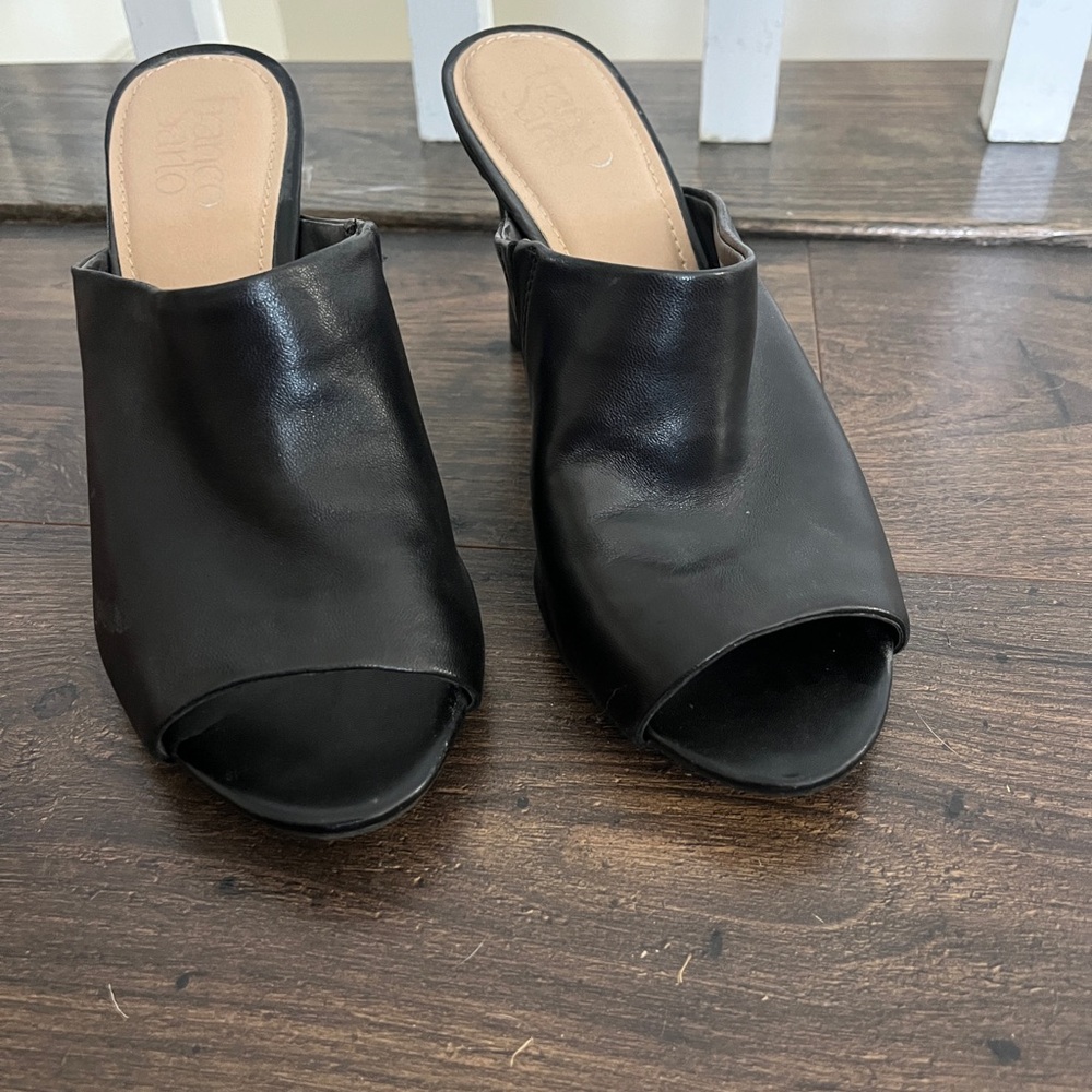Franco Sarto Black Leather Mules